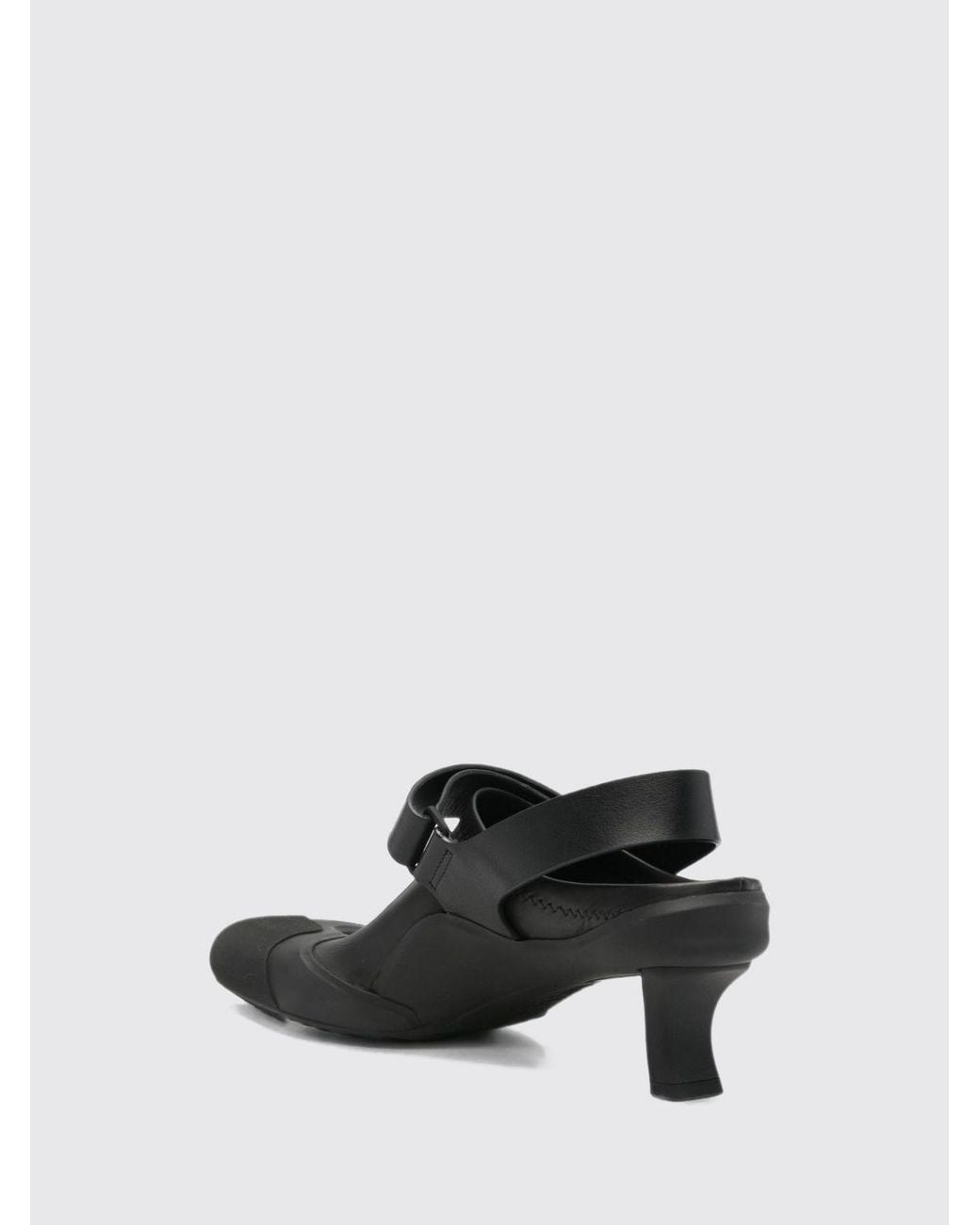 Loewe Black Dive Leather Slingback Pumps With A Low Curved Heel And Velcro Strap