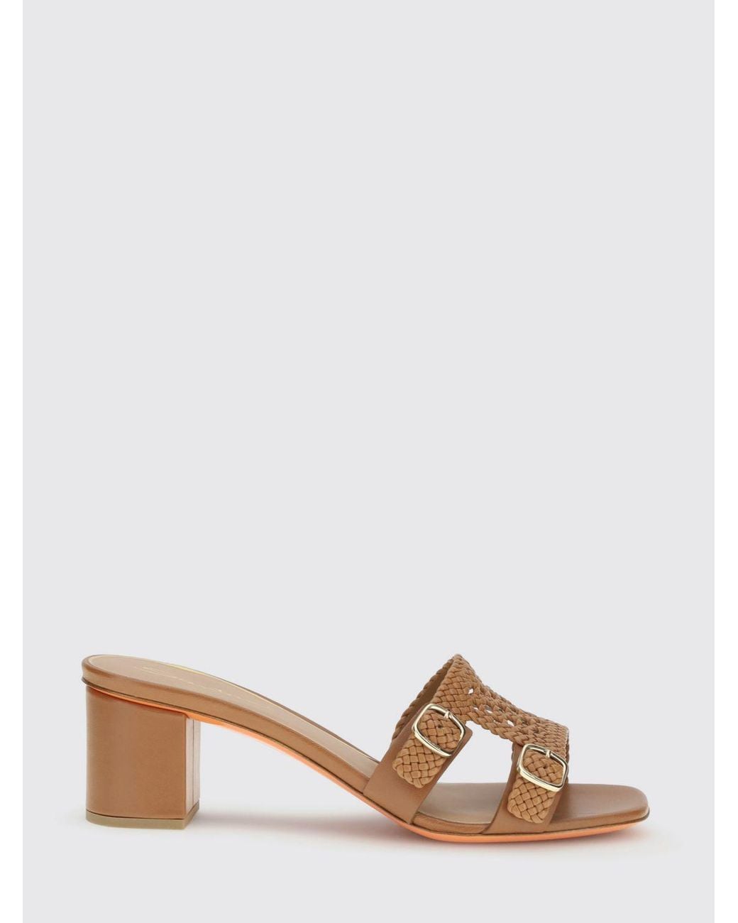 Santoni Brown Woven Leather Mules