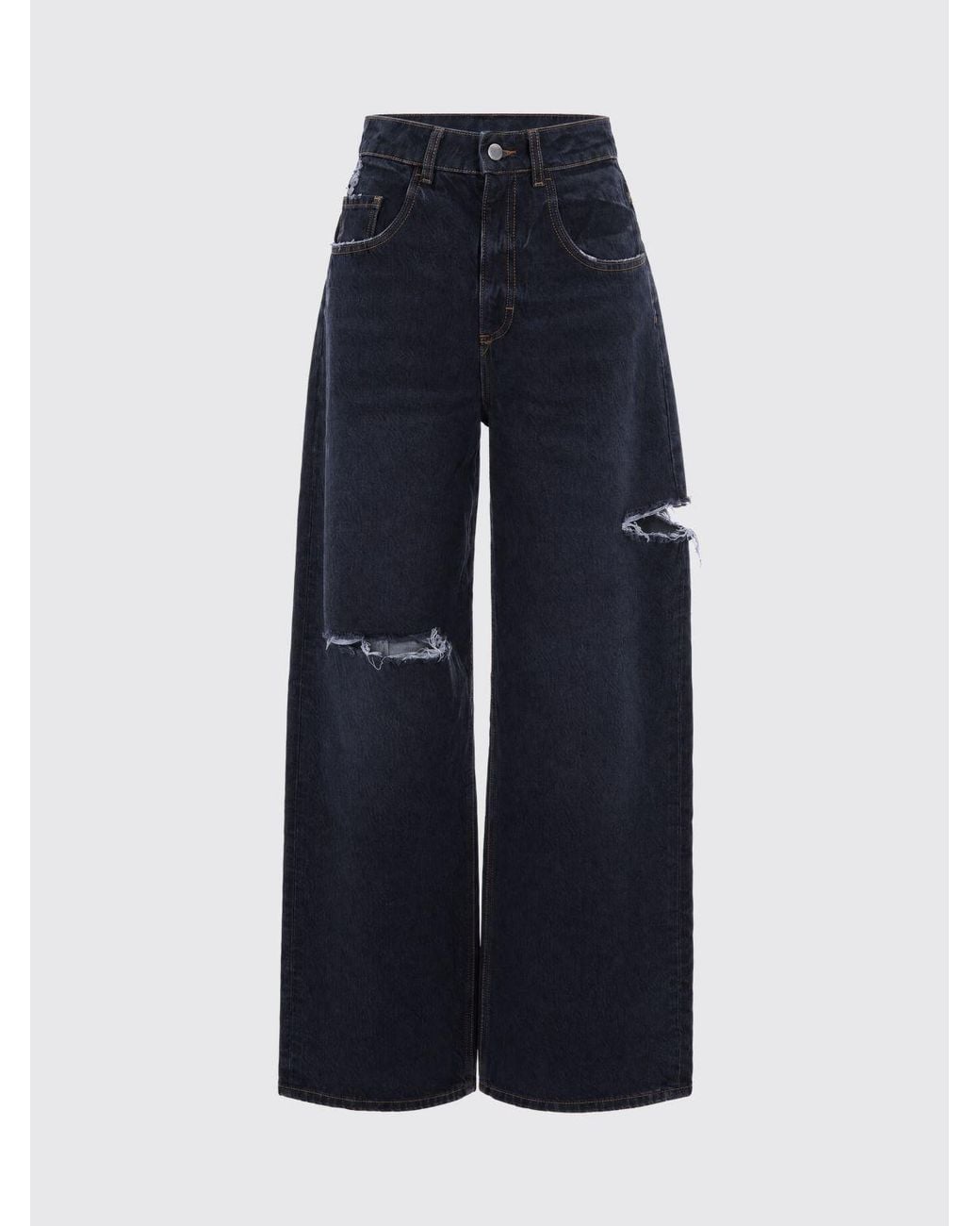 ICON DENIM Blue Poppy High-Waisted Wide Leg Distressed Jeans