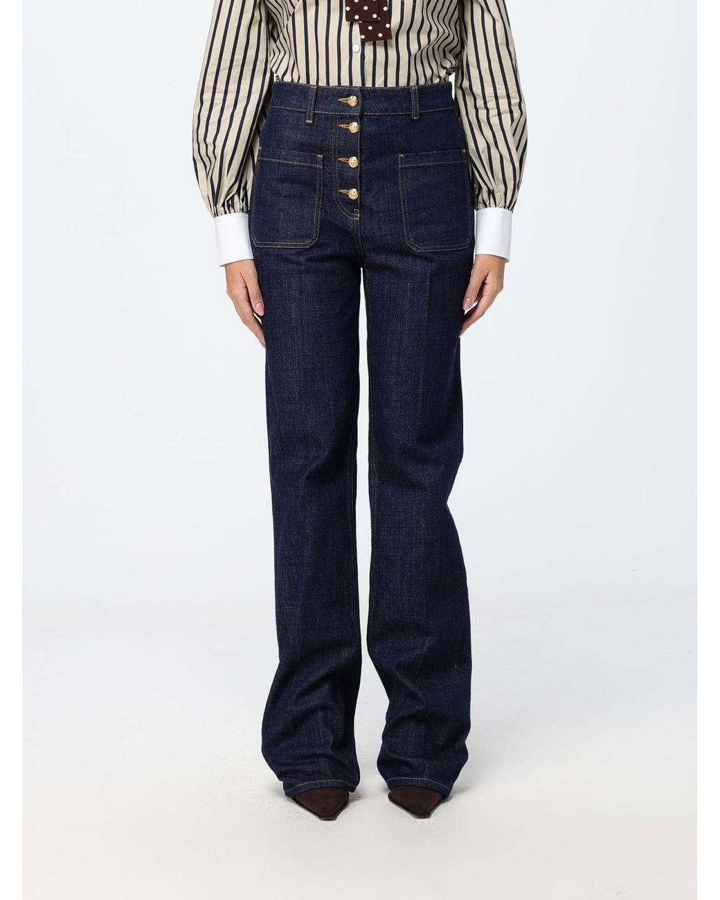 Valentino Garavani Blue High-Waisted Straight Jeans