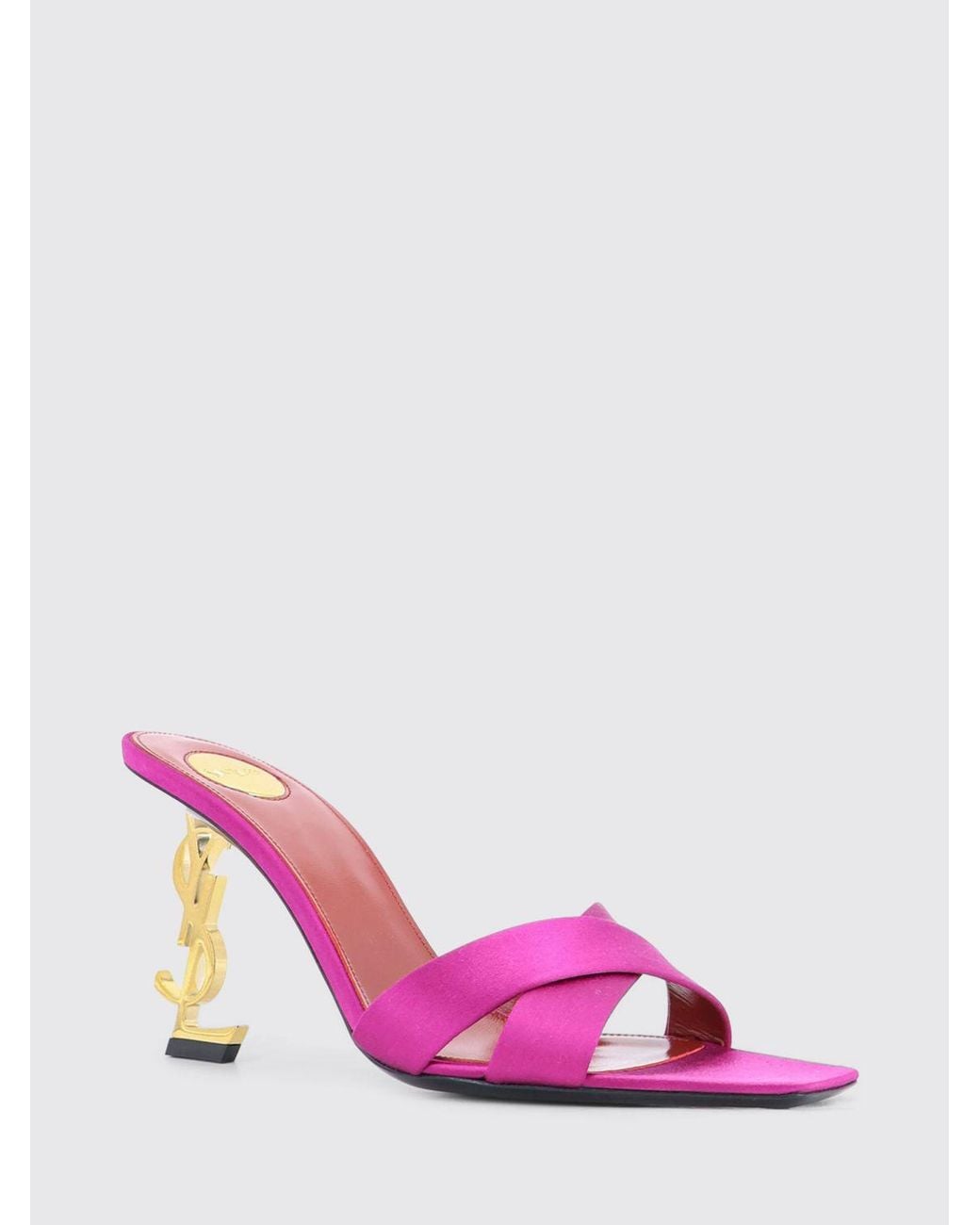 Saint Laurent Pink Opyum Satin Mules
