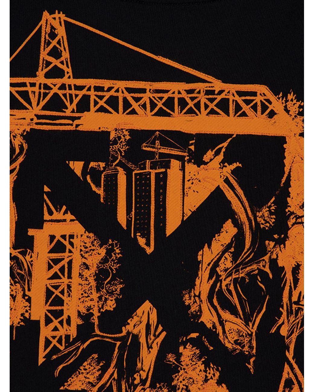 Off-White c/o Virgil Abloh Black Crewneck Cotton Sweatshirt With Rear Arrow Logo And Dropped Shoulders for men