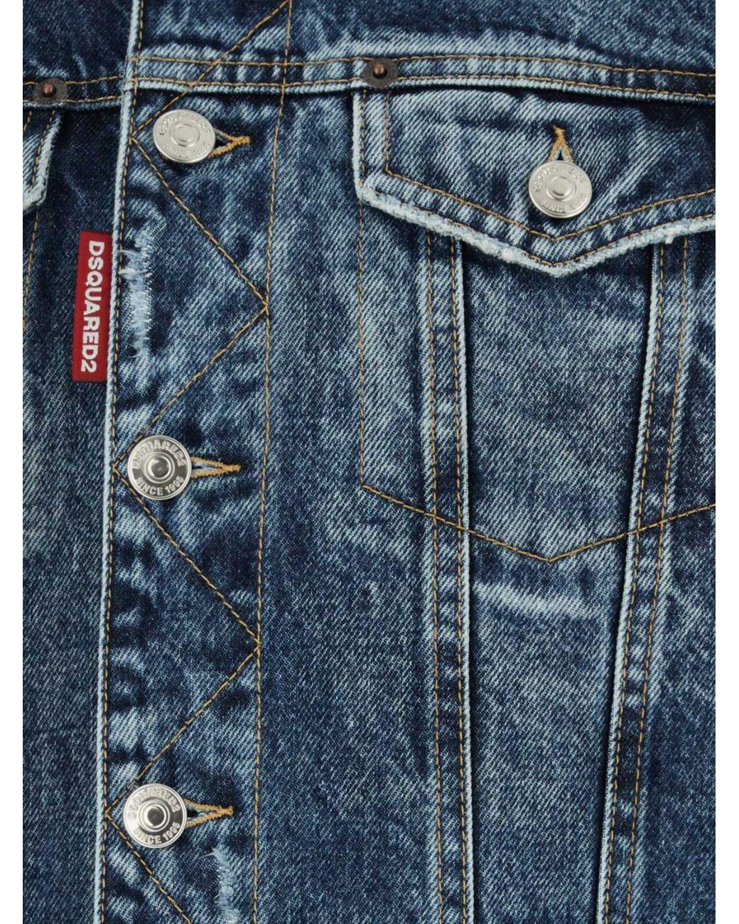 DSquared² Blue Cotton Denim Jacket With Classic Collar And Button Closure for men