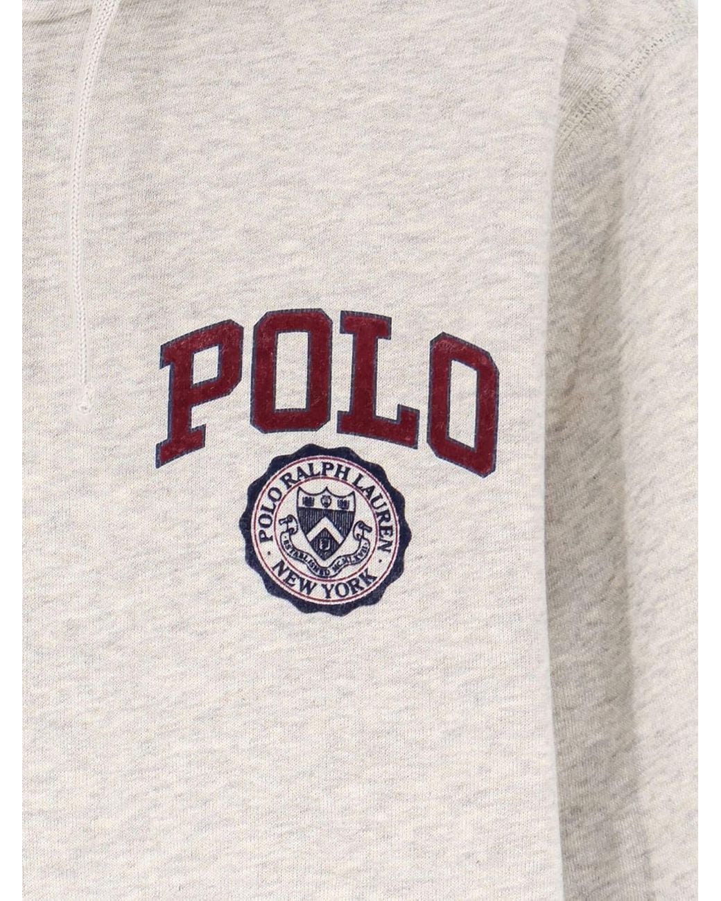 Polo Ralph Lauren White Zip-Up Cotton-Blend Hoodie With Kangaroo Pocket for men