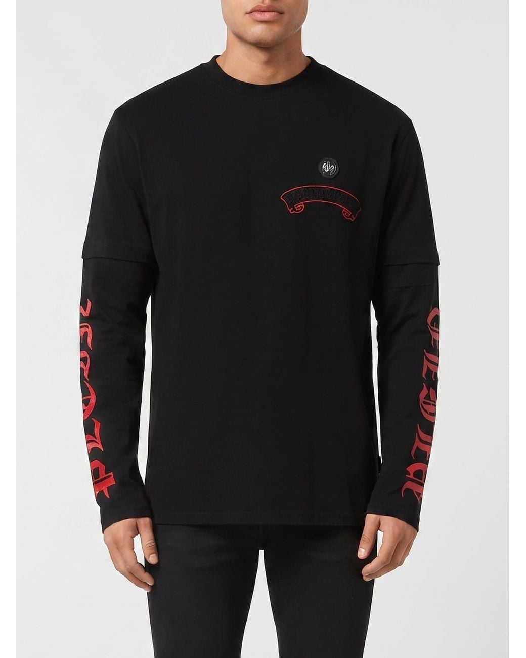 Philipp Plein Black Cotton T-Shirt With Logo for men
