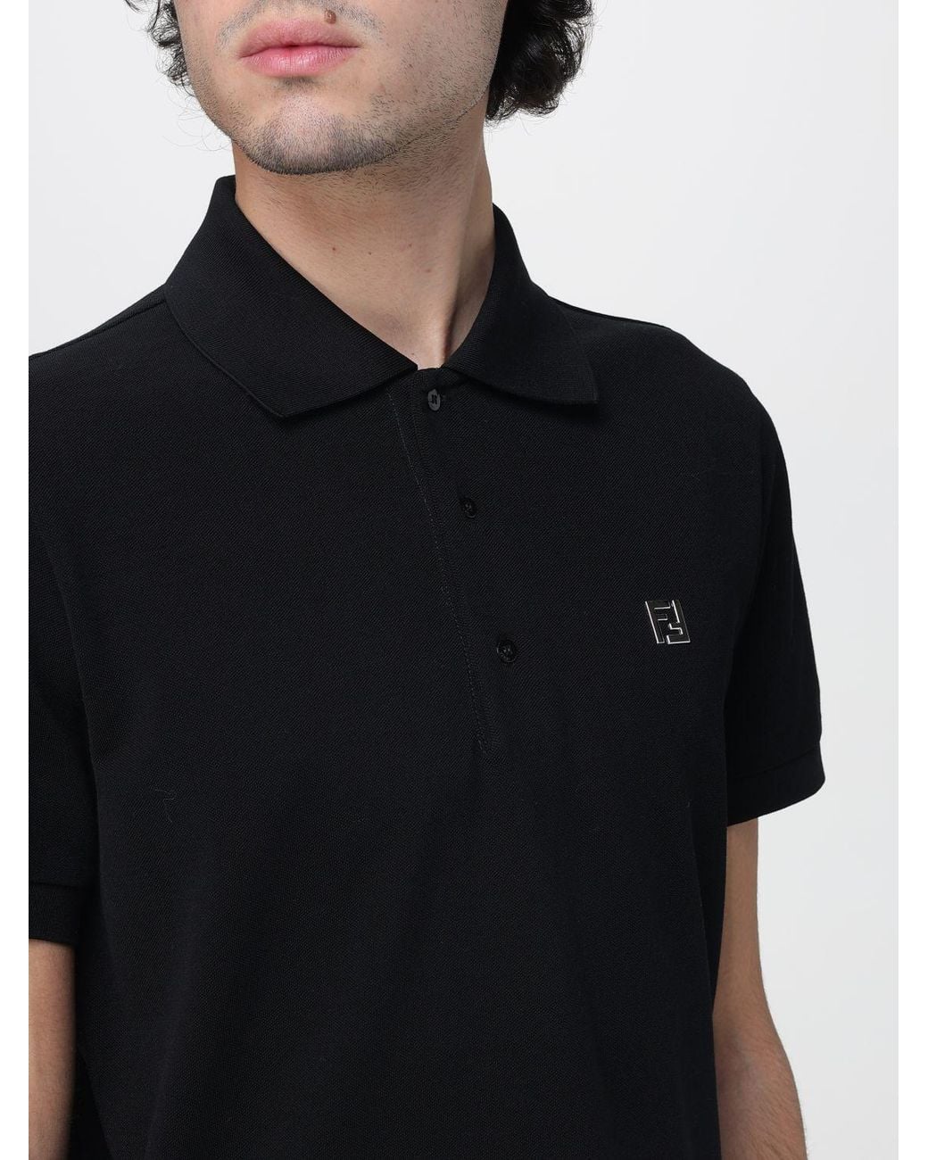 Fendi Black Ff Cotton Polo Shirt By for men