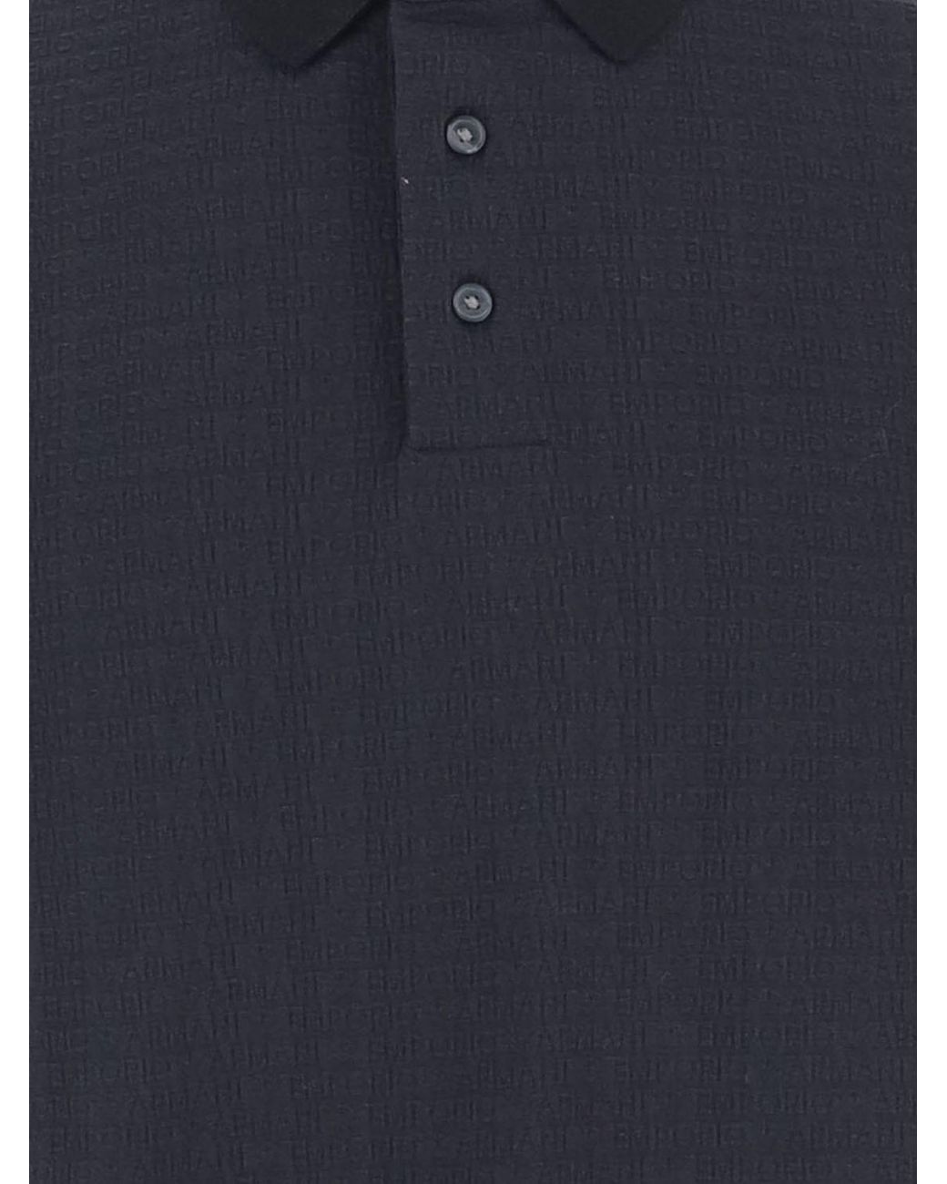 Emporio Armani Blue Short-Sleeved Cotton Piqué Polo Shirt for men