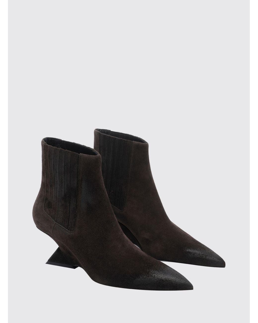 The Attico Black Cheope Suede Chelsea Boots With Wedge Heel