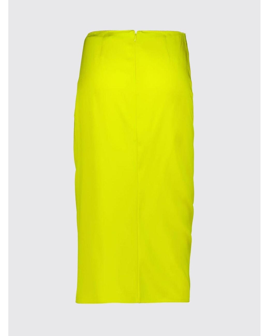 Stella McCartney Yellow Draped Jersey Midi Pencil Skirt With High Waist And Asymmetrical Hem