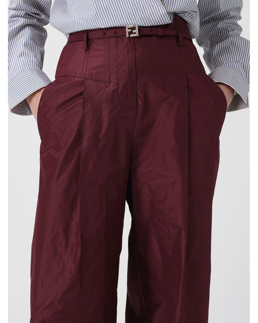 Fendi Purple Silk Taffeta Trousers