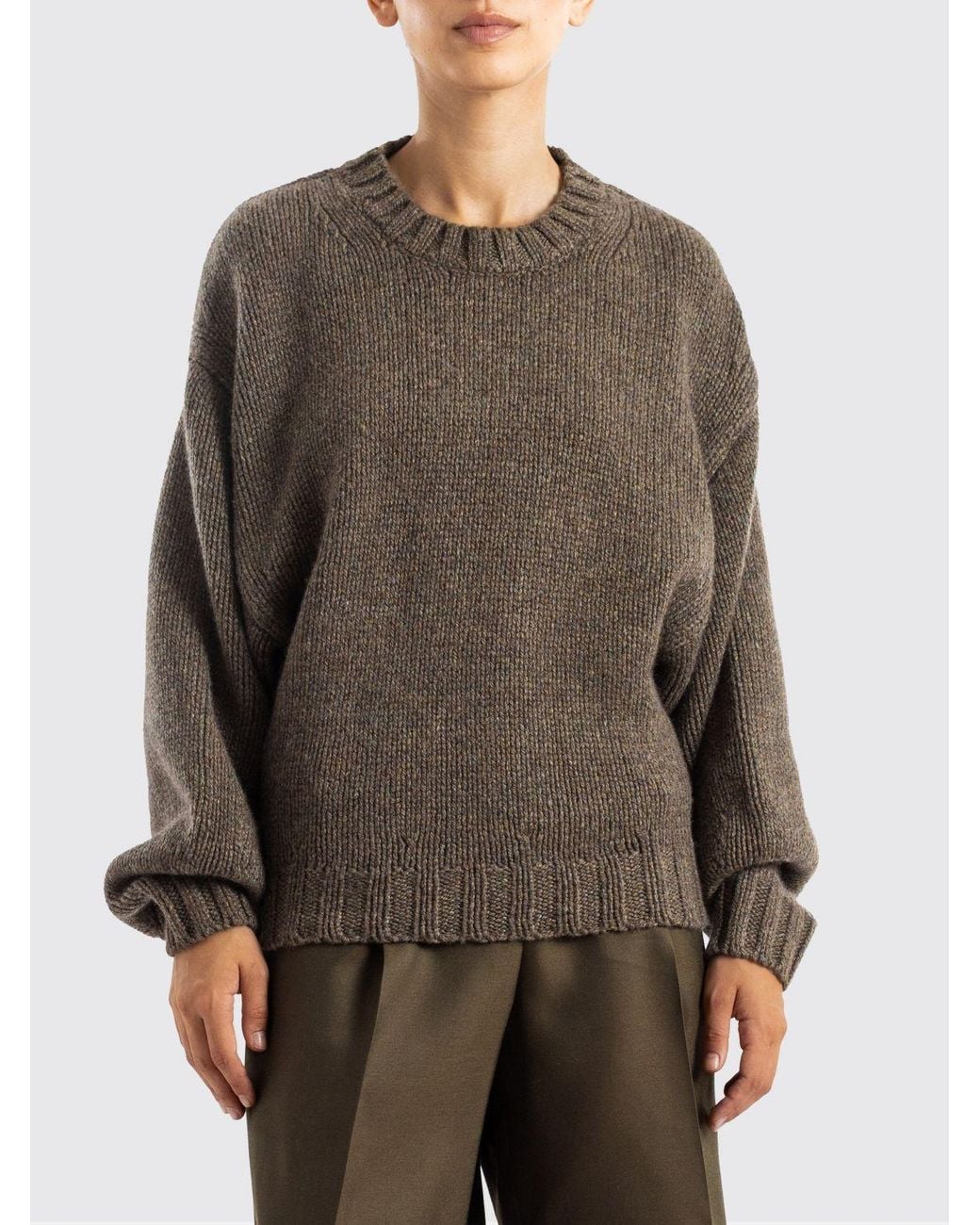 Khaite Gray Dropped Shoulder Crewneck Jumper