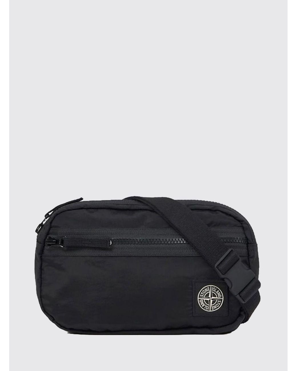 Stone Island Black Compass Logo Bum Bag for men