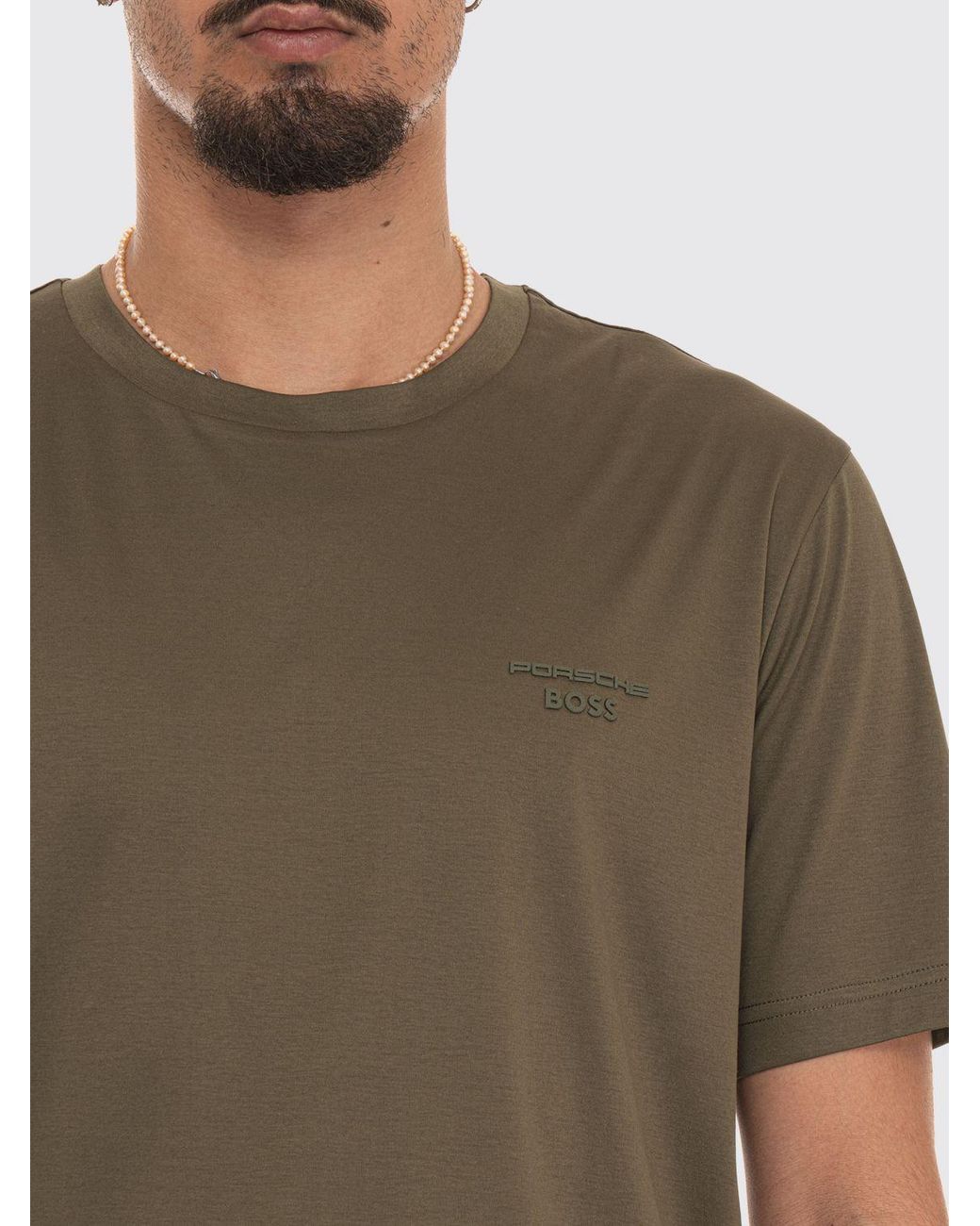 Boss Green Cotton Crew-Neck T-Shirt With Tone-On-Tone Logo On The Chest for men