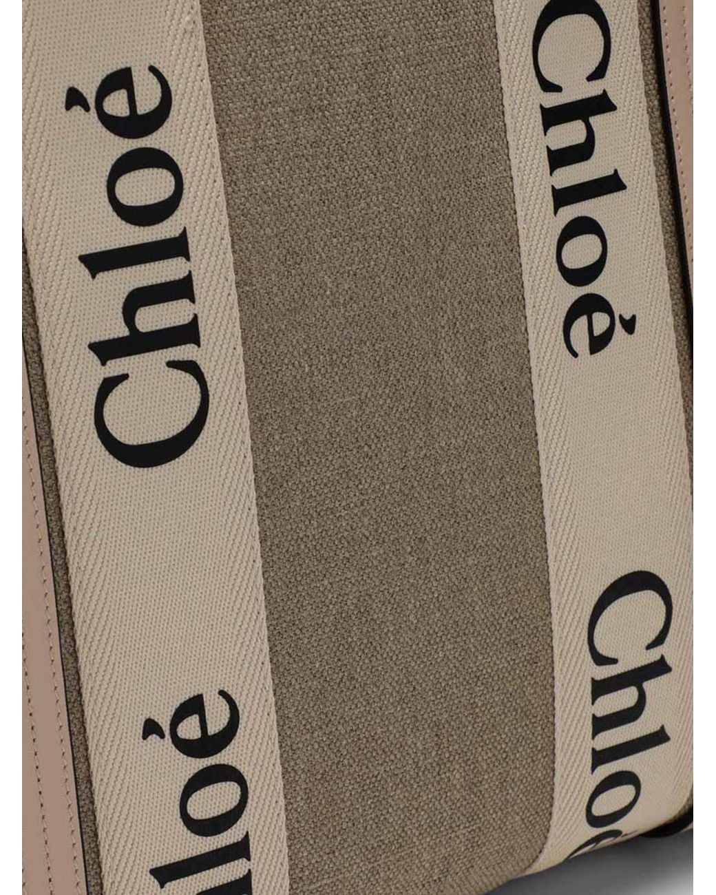 Chloé Natural ChloÉ Woody Medium Cotton Canvas Bag