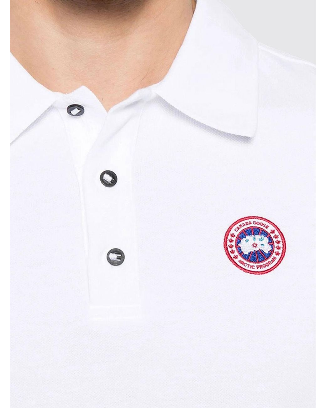 Canada Goose White Logo Cotton Polo Shirt for men