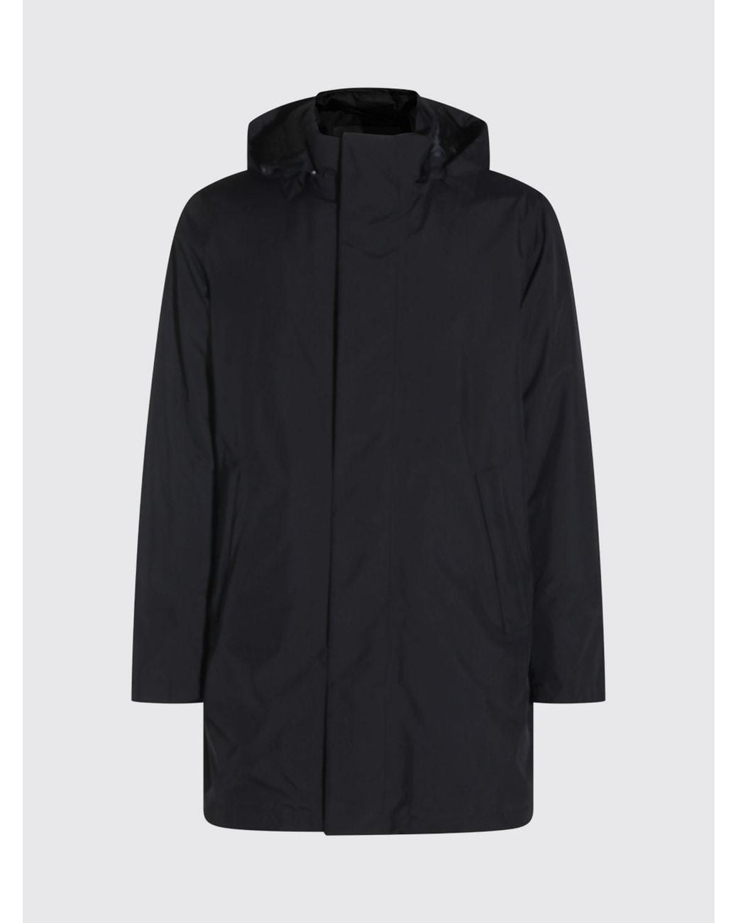 Herno Blue Knee-Length Polyester Parka With Hood And Down Padding for men