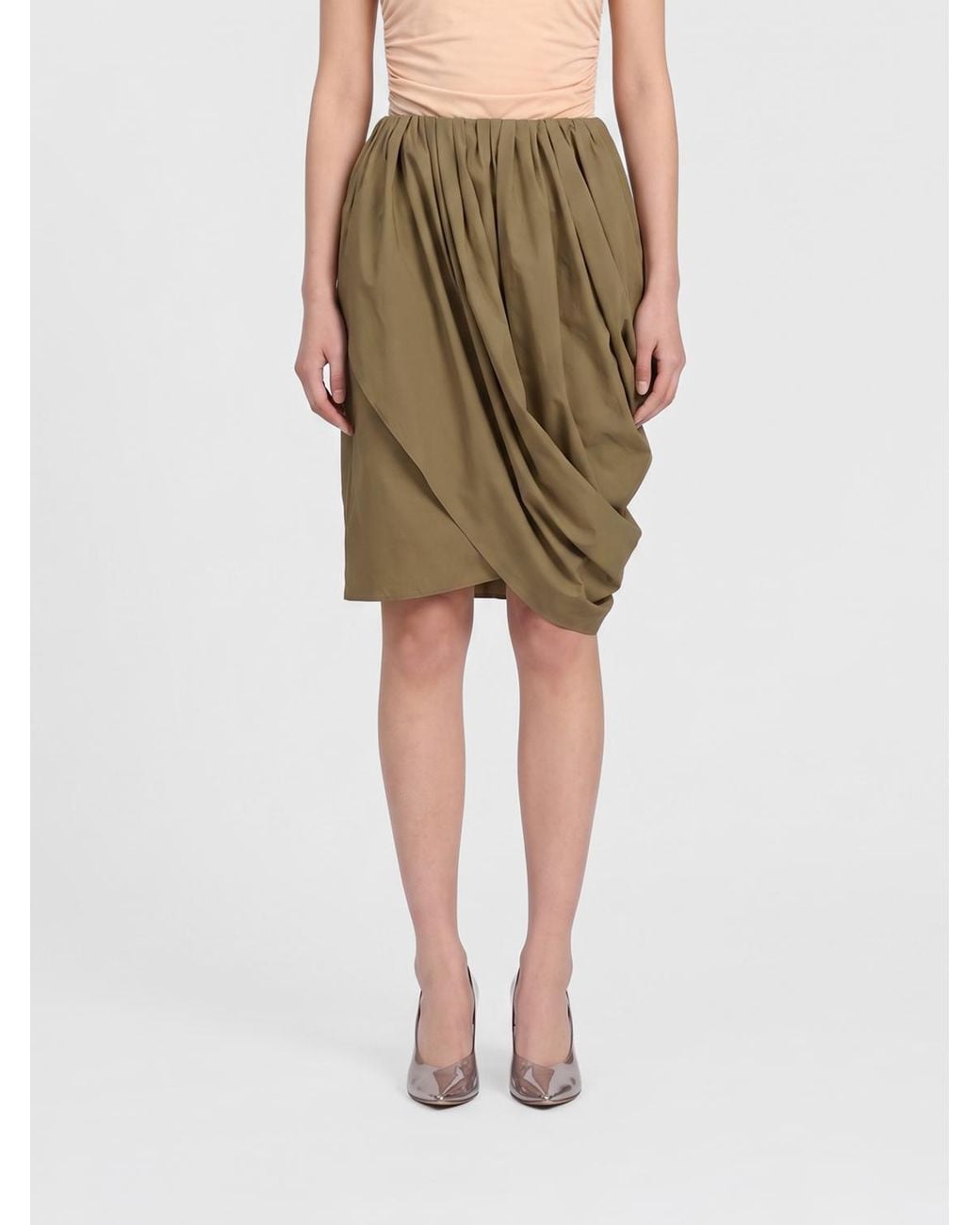Chloé Green ChloÉ Draped Cotton Skirt