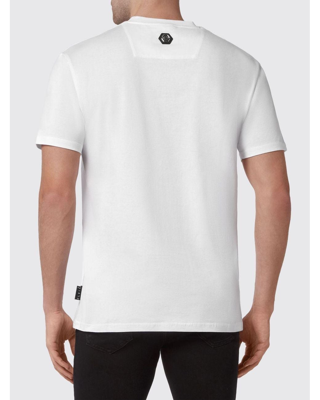 Philipp Plein White Cotton Crewneck T-Shirt With Skull Print And Contrast Logo for men