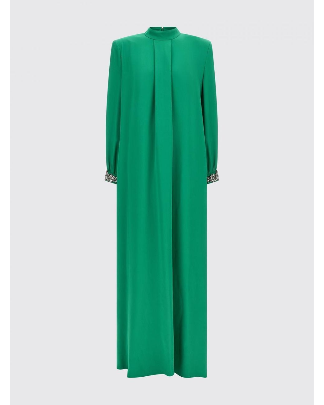 Valentino Garavani Green Jewelled-Cuff Silk Midi Tunic Dress