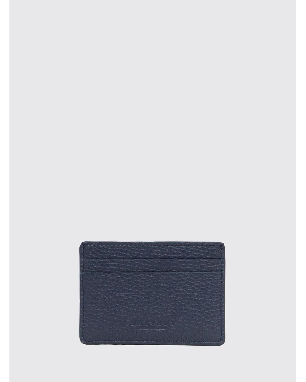 Orciani Blue Micron Hammered Leather Credit Card Holder for men