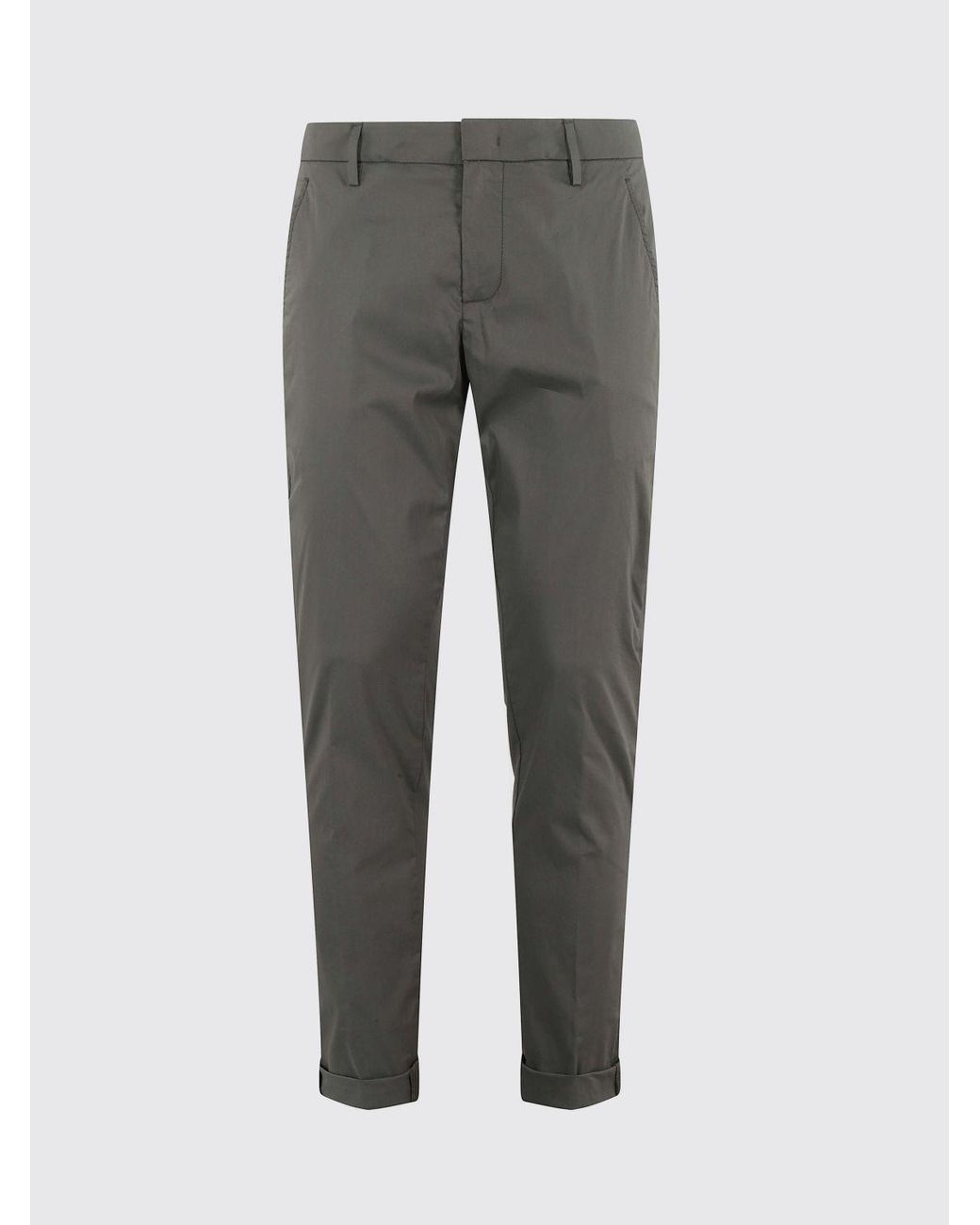 Dondup Gray Stretch Cotton Trousers for men