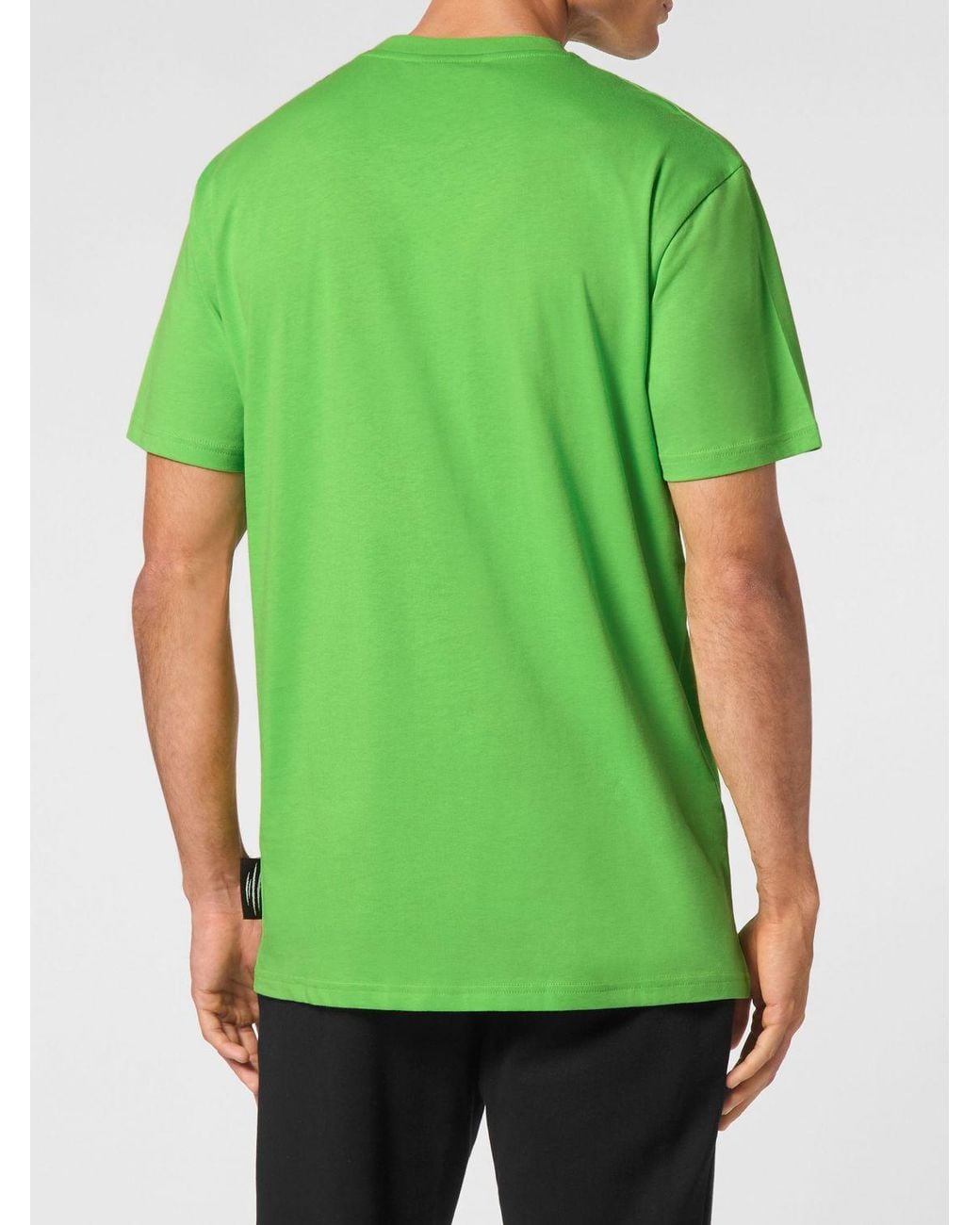 Philipp Plein Green Slim Fit Cotton T-Shirt With Contrast Logo On The Chest for men