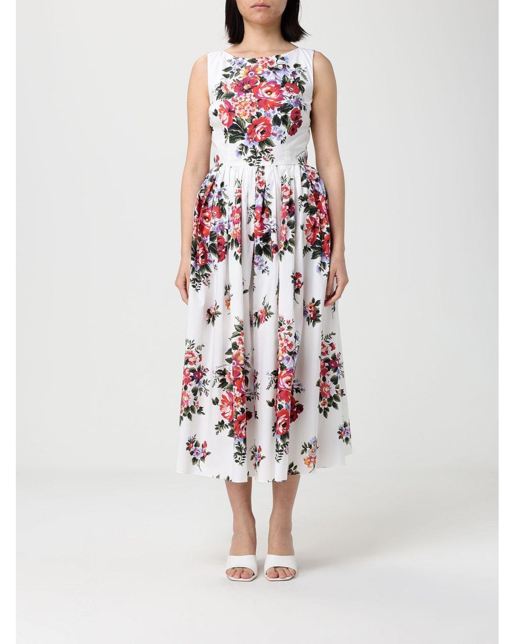 Dolce & Gabbana White Dolce &Amp Gabbana Cotton Dress With Floral Print