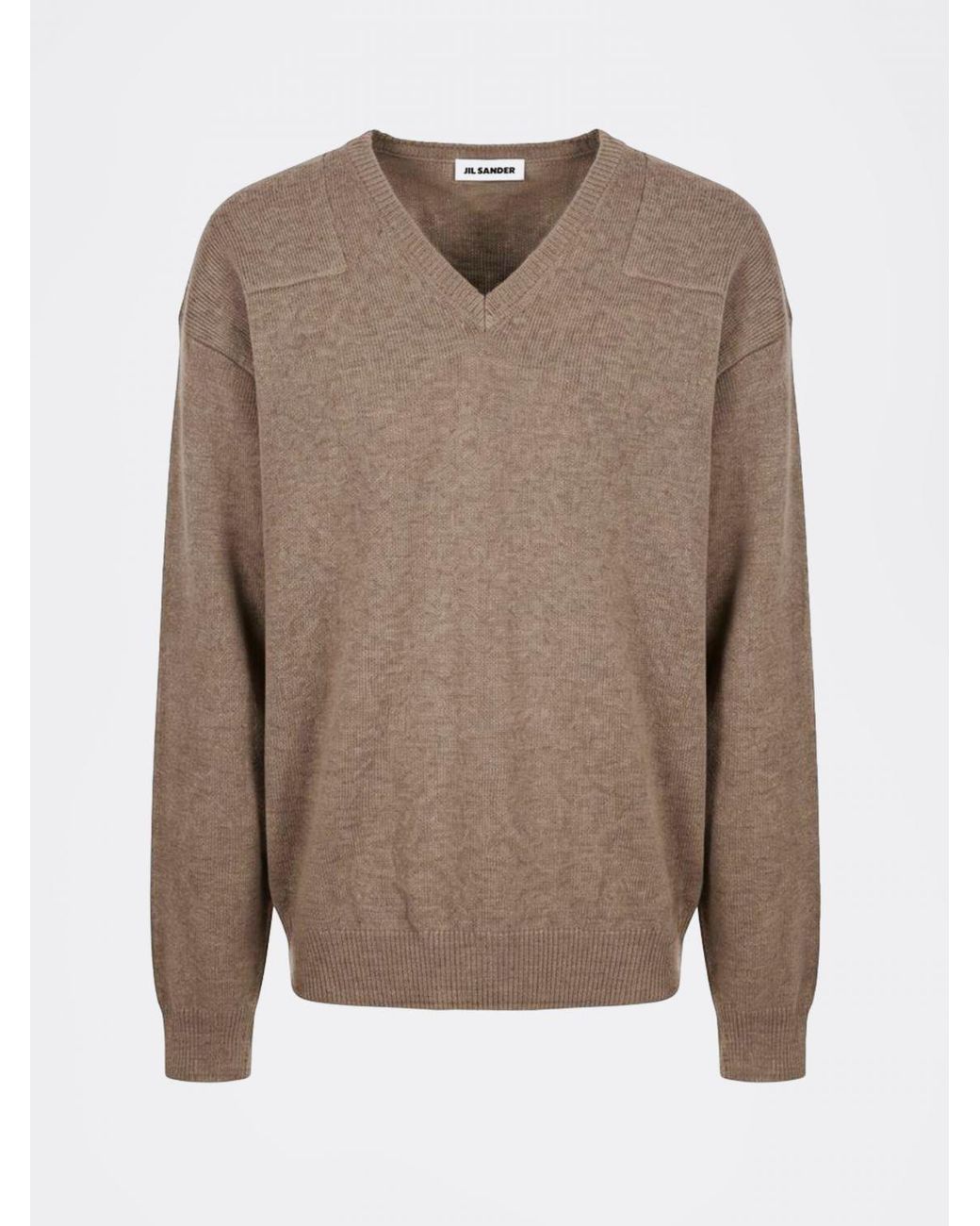 Jil Sander Brown V-Neck Long-Sleeved Wool Blend Jumper for men