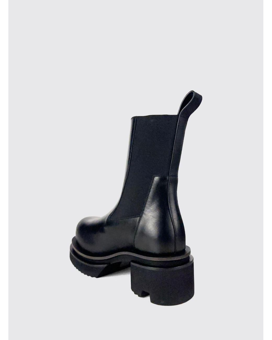 Rick Owens Black Calfskin Chelsea Boots With Chunky Sole And Round Toe