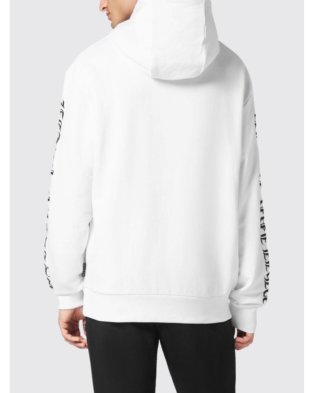 Philipp Plein White Cotton Hoodie With Contrasting Logo for men