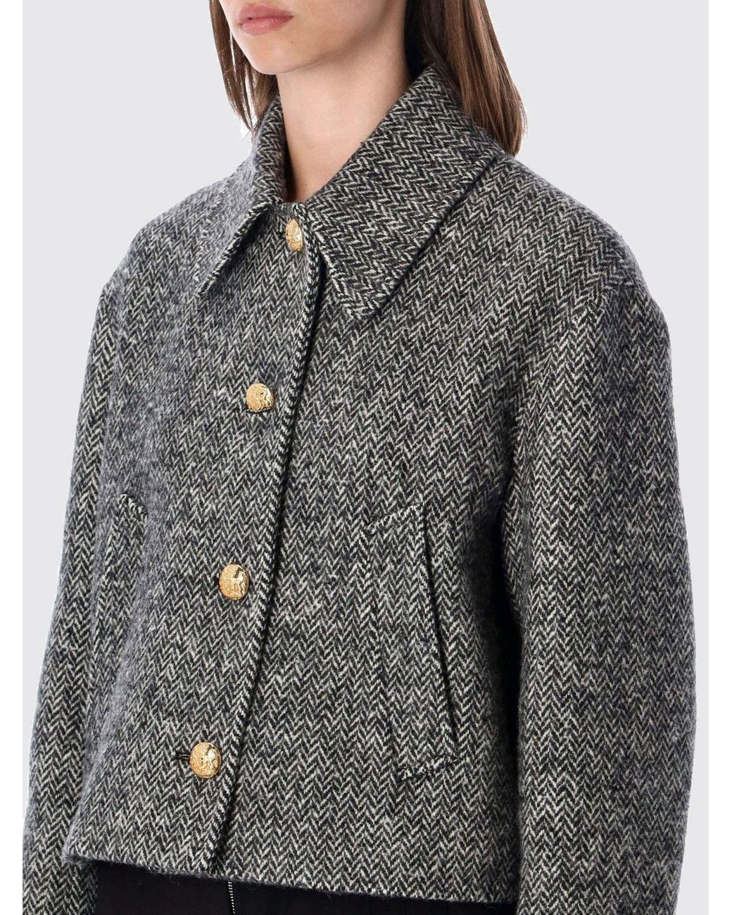 Valentino Garavani Gray Single-Breasted Cropped Coat