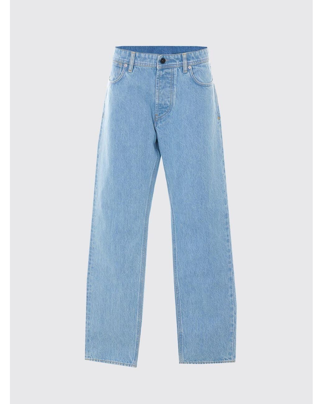 Stone Island Blue Straight Fit Cotton Denim Jeans With Compass Logo Patch for men