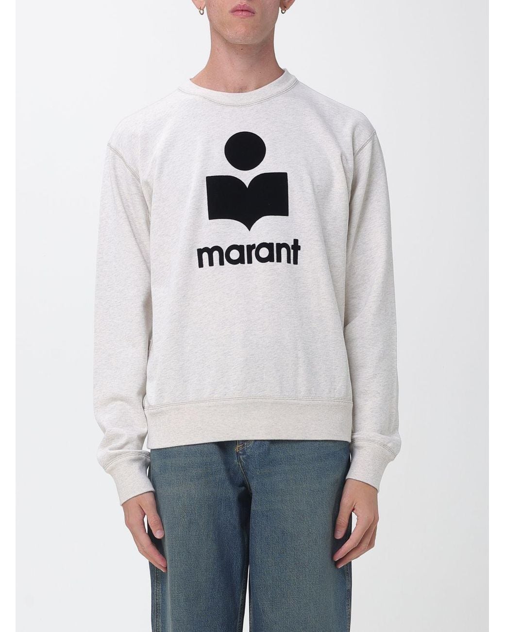 Isabel Marant Gray Relaxed Fit Crewneck Sweatshirt With Contrast Logo for men