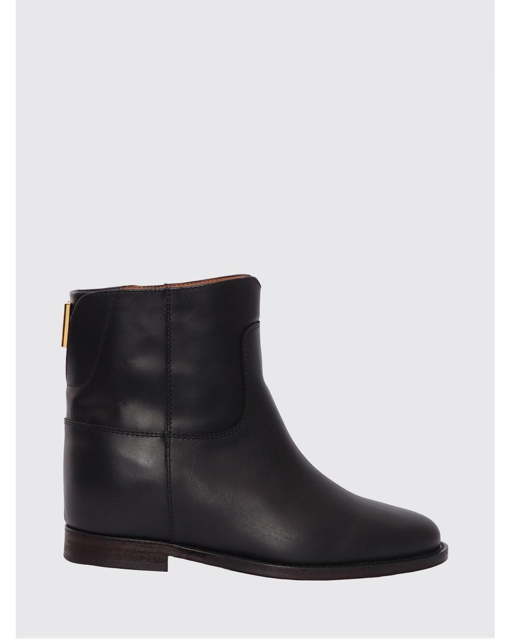 Via Roma 15 Black Leather Wedge Ankle Boot