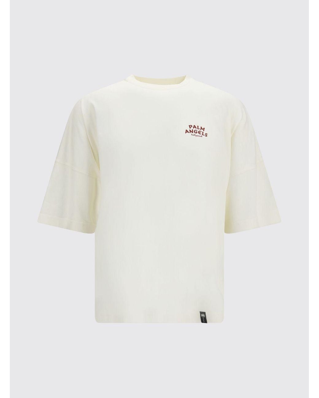 Palm Angels White Cotton Crew Neck T-Shirt With Contrast Logo for men