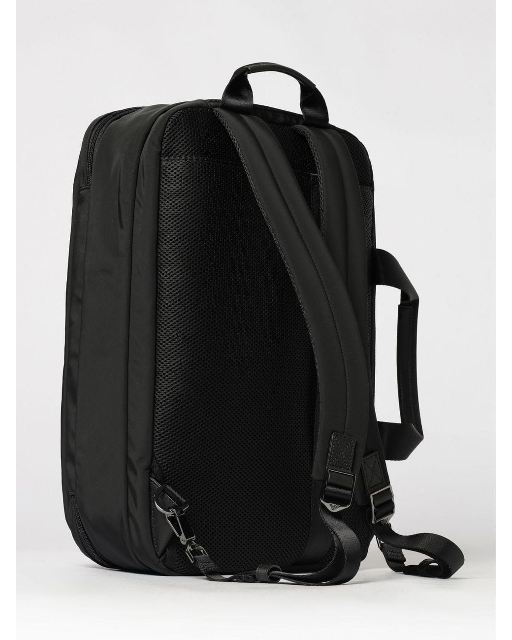 Emporio Armani Black Polyester Travel Duffle Bag With Laptop Pocket And Logo for men