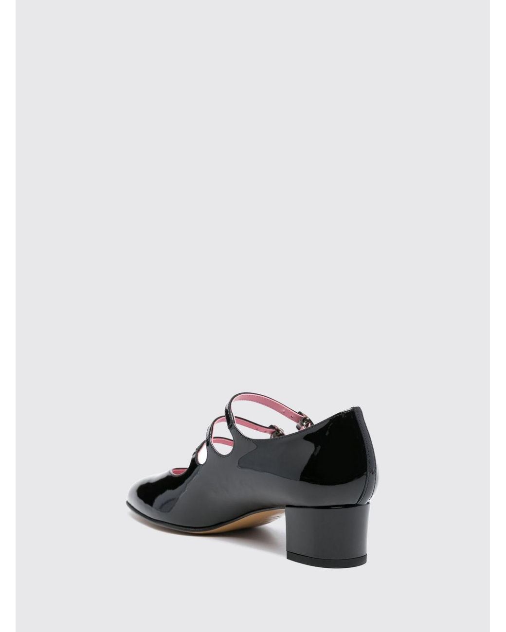 CAREL PARIS White Kina Patent Leather Mary Jane Pumps With Low Heel