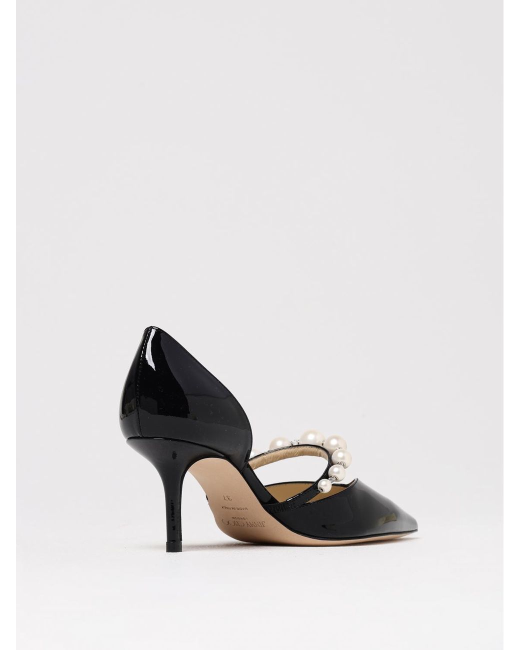 Jimmy Choo Black Aurelie Patent Leather Pumps With Pearls