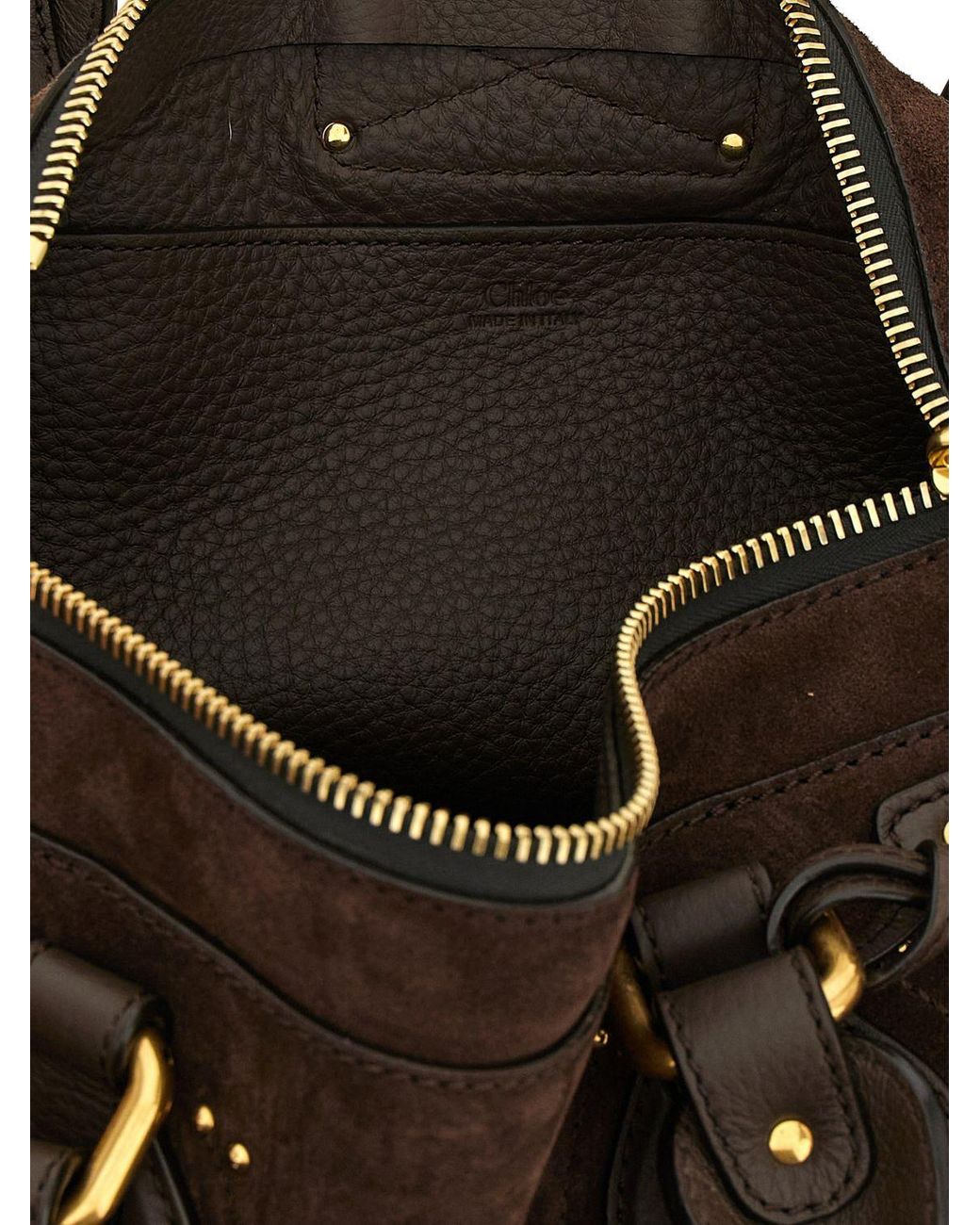 Chloé Black ChloÉ Paddington Suede Calfskin Handbag With Padlock