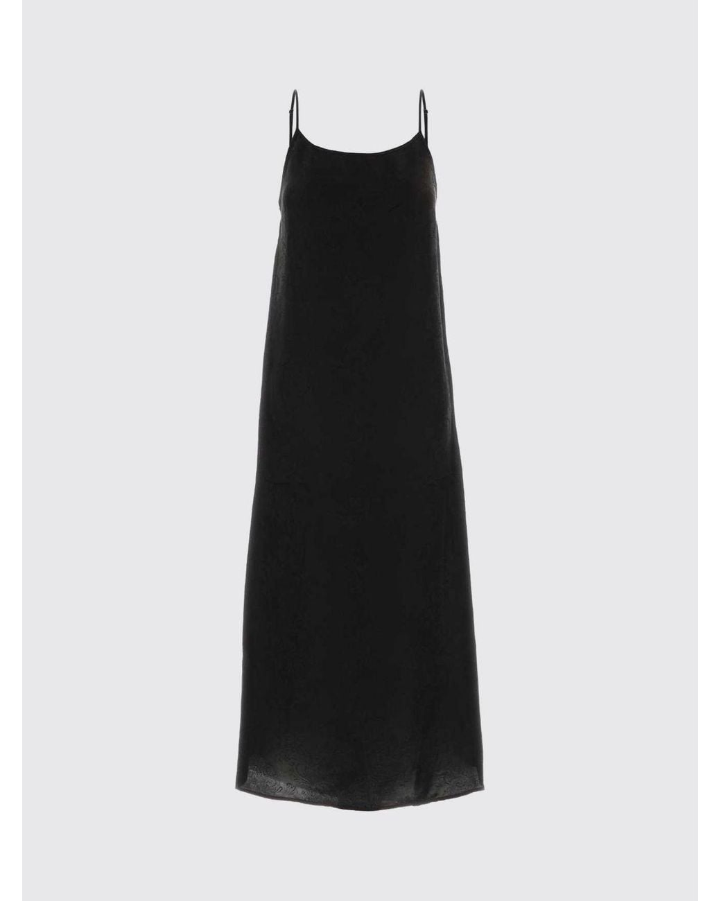 Uma Wang Black Viscose Blend Midi Slip Dress With Thin Straps