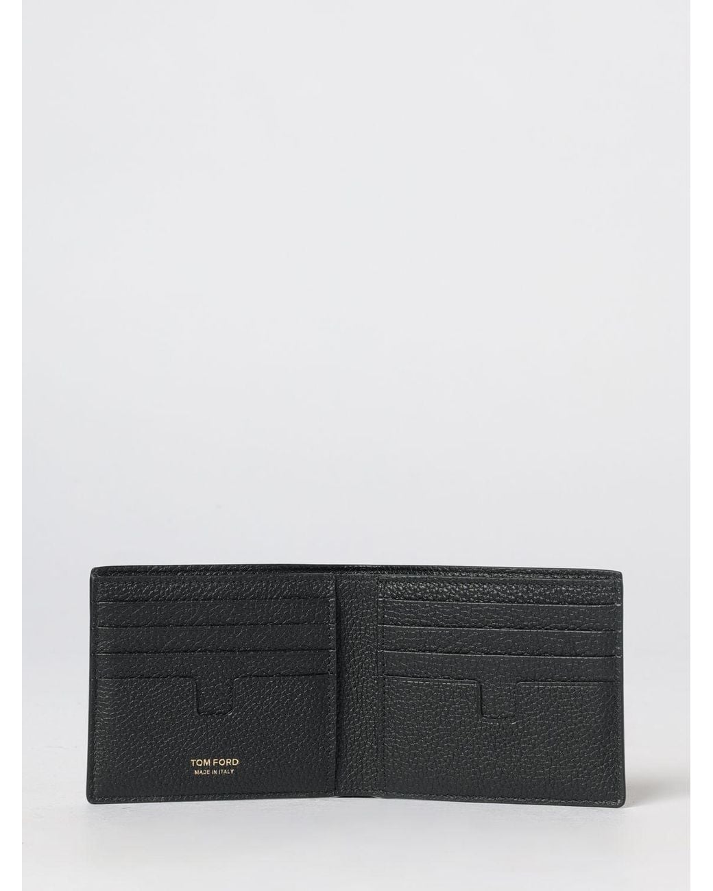 Tom Ford White Grained Calfskin Bifold Wallet With Laminated Logo for men