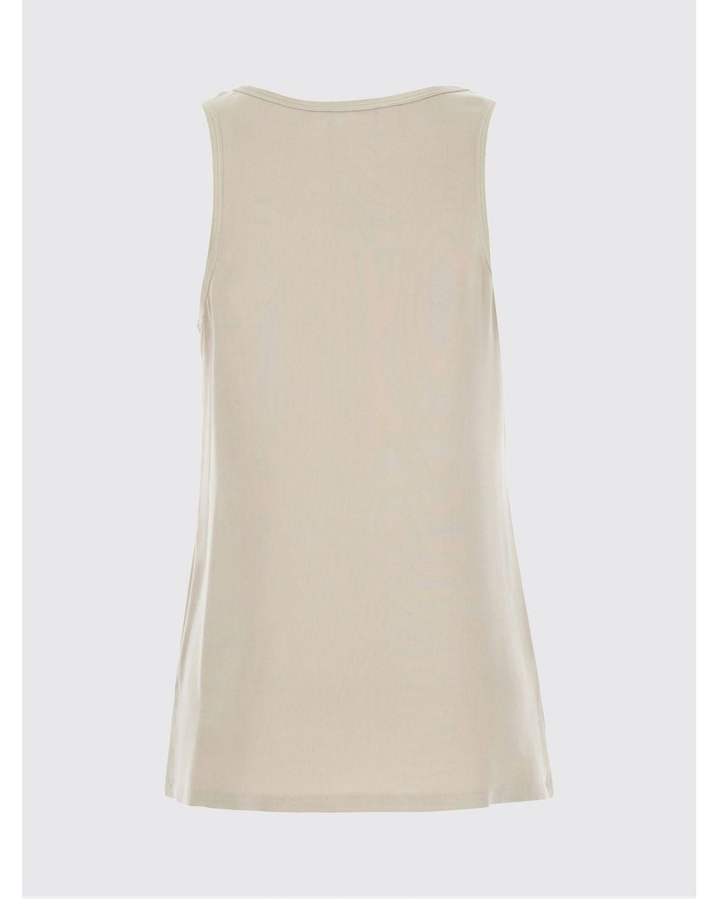 Max Mara Natural Sleeveless U-Neck Slim Fit Crêpe De Chine Top