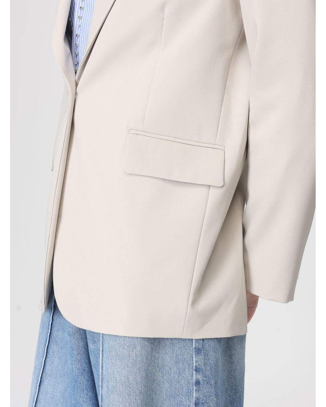Pinko Natural Single-Breasted Crêpe Blazer