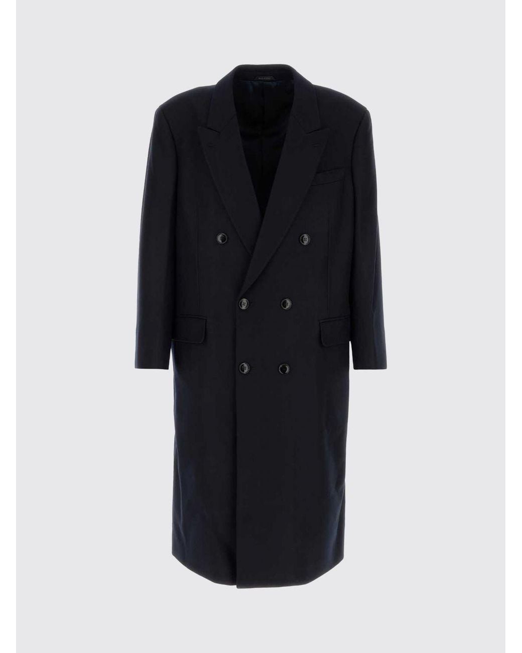Giorgio Armani Blue Long Double-Breasted Virgin Wool And Cashmere Coat for men