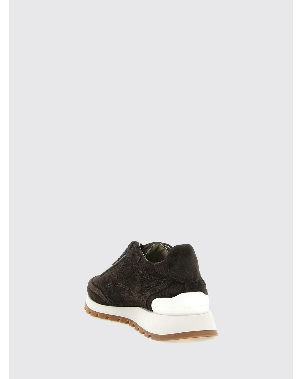 Brunello Cucinelli White Suede Calfskin Low-Top Trainers With Monili