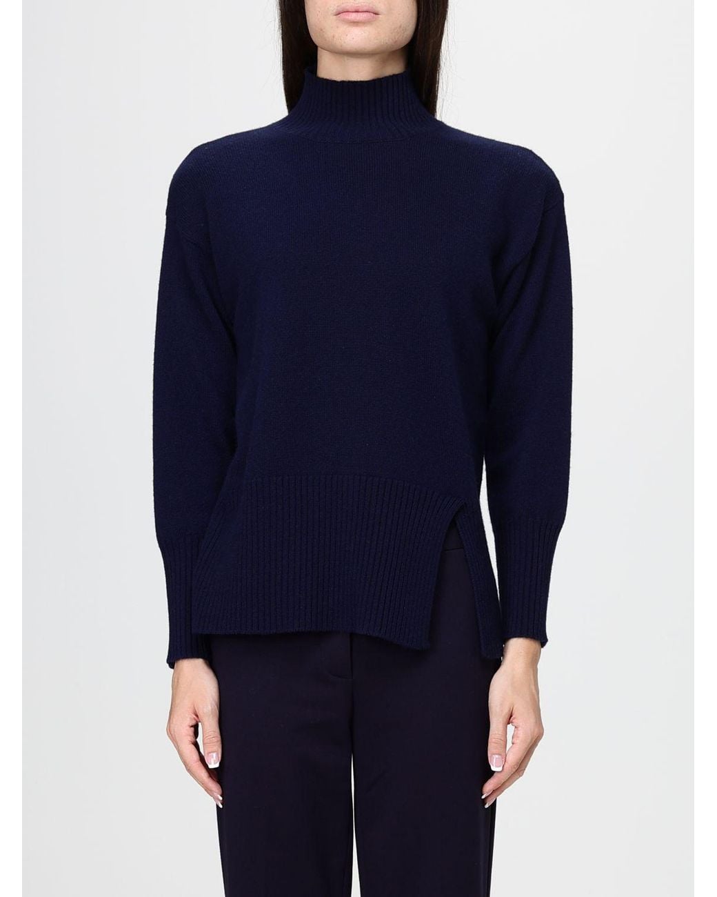 Jersey De Cuello Alto De Lana De Corte Slim De Manga Larga Kangra de color Blue