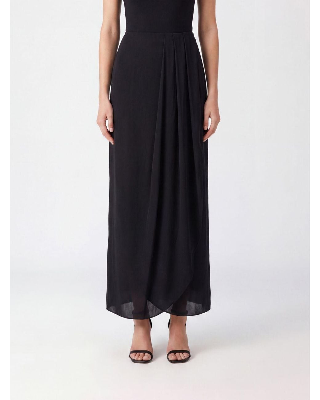 Maison Margiela Black High-Waisted Silk-Blend Maxi Pencil Skirt With Four Stitches