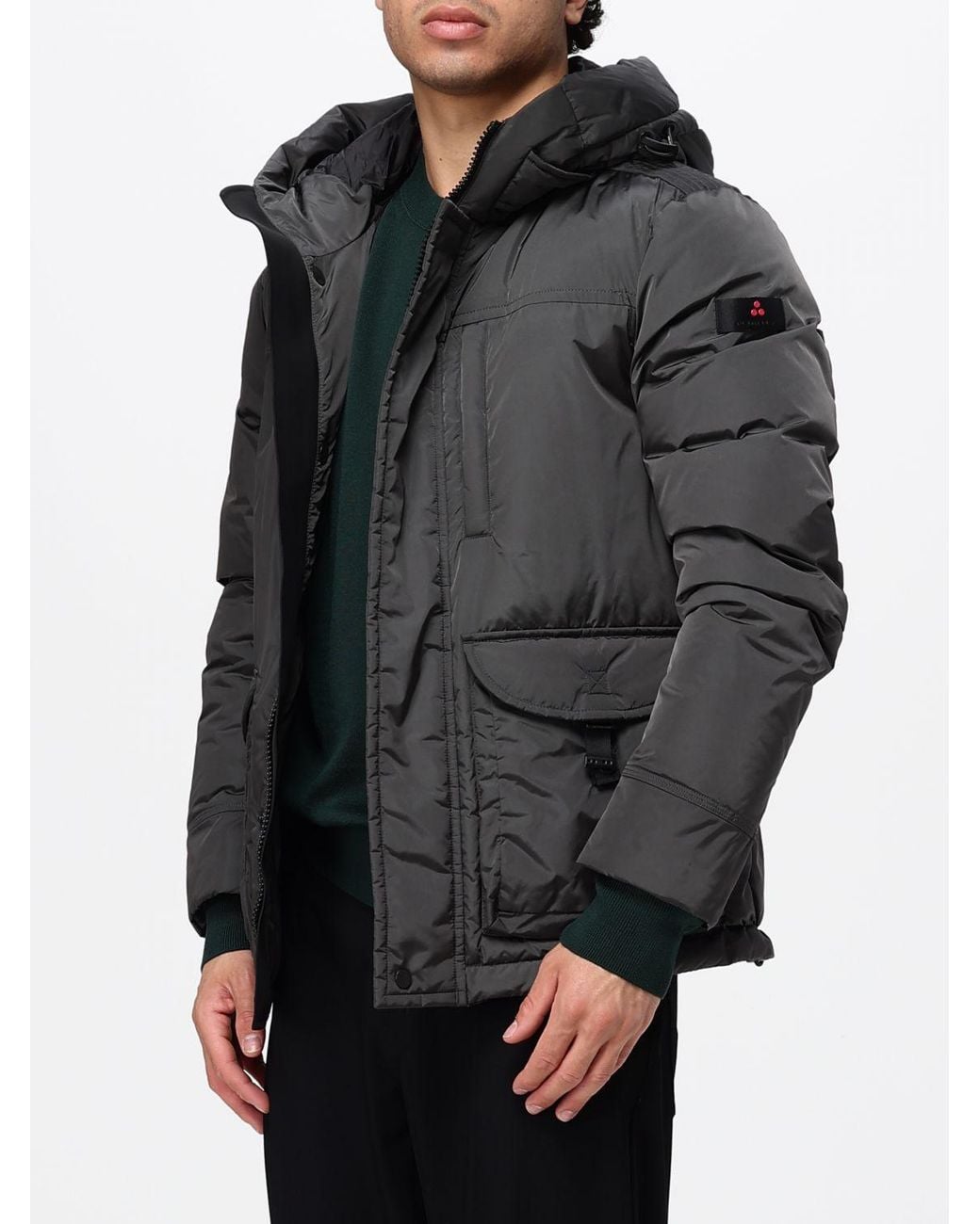 Peuterey Gray Hooded Puffer Jacket for men