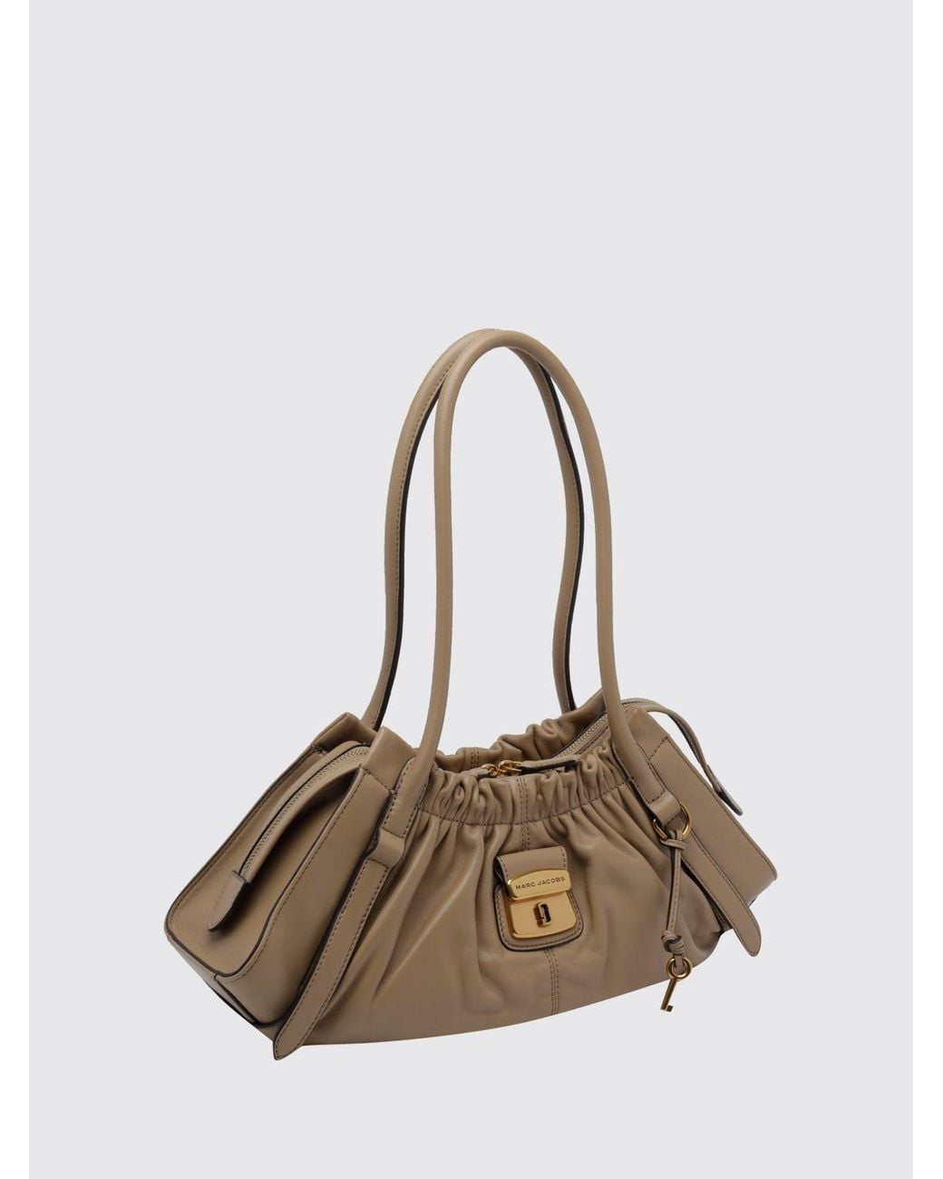 Marc Jacobs Natural The Cristina Leather Shoulder Bag With Double Handle And Padlock