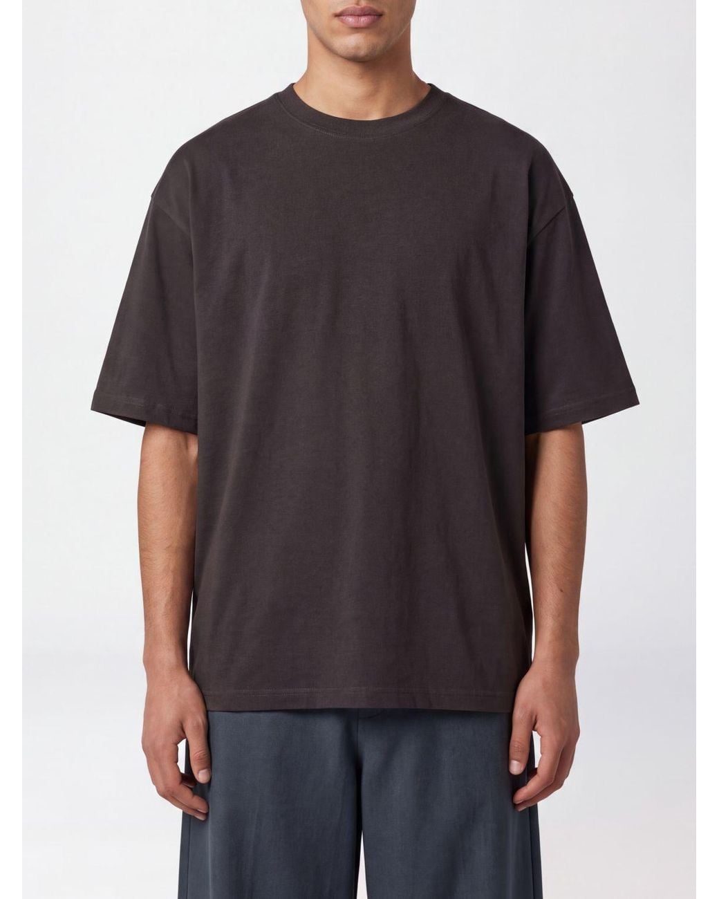 Thom Krom Black Relaxed-Fit Cotton T-Shirt With Dropped Shoulders for men
